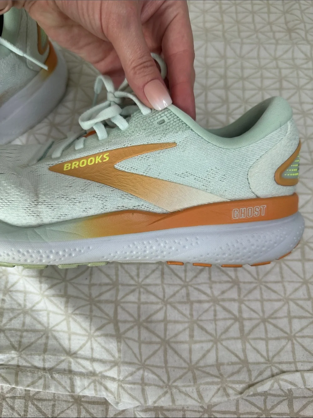 Brooks Ghost 16 Women’s Mint Green and Orange Running Shoes